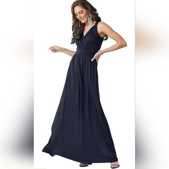 KOH KOH Navy Blue XL Sleeveless Maxi Gown | Bridesmaid, Evening, Formal - Picture 2 of 10